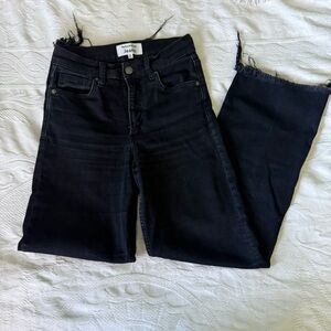 Reformation Black High-Rise Frayed Hem Denim Jeans Grunge Emo Boho Coachella